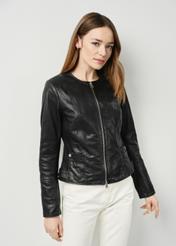 Women's black leather jacket KURDS-0478-1348(W24)-02