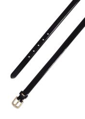 Black leather women's belt PASDS-0300-9F(Z26), product view from above on white background.