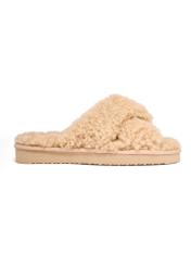 Beige women's wool slippers BUTYD-1321-1B(Z26)