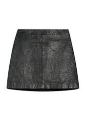 Short black leather skirt SPCDS-0082-99(W26) - front product view, on white background.