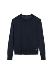 Thin navy blue women's sweater SWEDT-0257-7E(W26), front product view on white background.