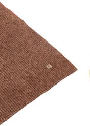 Brown women's scarf with a wool blend SZADT-0202-89(Z25), close-up of the product detail, view on a white background.