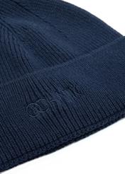 Navy blue classic men's cap CZAMT-0060A-68(Z25), close-up of the product logo on a white background.
