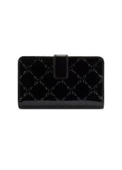 Black women's wallet with monogram POREC-0420-98(Z25) - product view from the back on a white background.