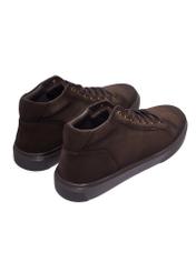 Dark brown suede men's shoes BUTYM-0582-1I(Z26), product view from the back on a white background.