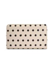 Beige polka dot women's wallet POREC-0362-0P(W26) - product view from the back, on a white background.