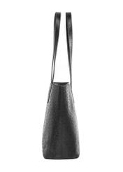 Black leather women's shopper handbag TORES-1389-9P(Z26), product view from the side on a white background.