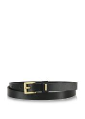 Thin black smooth leather women's belt PASDS-0302-99(W24)-01