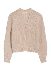 Beige women's cardigan KARDT-0036-81(Z25), product view from the front on a white background.