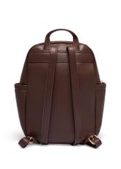 Brown women's imitation leather backpack TOREC-1246-1H(Z26) - product view from the back, on a white background.