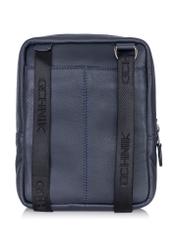 Men's navy blue leather zipper bag TORMS-0016A-69(W24)-04