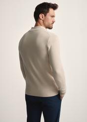 Beige men's cardigan SWEMT-0149-81(Z25), back view of the product on the model. Half of the silhouette visible.