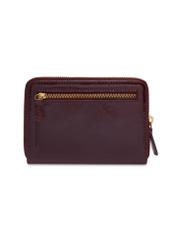 Burgundy leather women's wallet PORES-1022-4E(Z26), product view from the back on a white background.