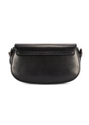 Small black women's messenger bag TOREC-1185-99(W26), product view from the back on a white background.