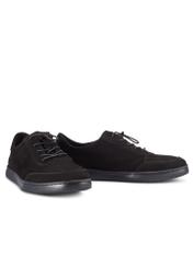 Black men's leather shoes BUTYM-0529-99(W26), diagonal product view on white background.