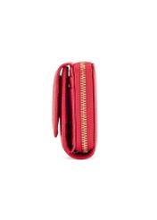 Small red leather women's wallet PORES-0802R-4B(W26), side product view on white background.