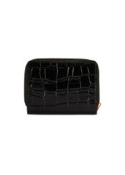 Black women's croco wallet PORES-0888B-99(Z25), product view from the back on a white background.