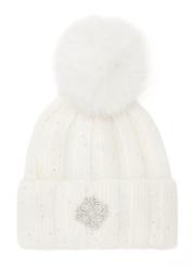 Cream women's nylon hat CZADT-0215-12(Z25) - front product view on white background.