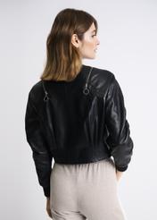 Women's leather jacket with creases KURDS-0350-5339(W22)-02