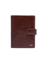 Brown men's wallet made of genuine leather PORMS-0739-1G(Z26), front product view on white background.