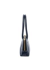 Dark navy blue small leather women's handbag TORES-1293-7EW26), side product view on white background.