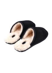 Men's black suede slippers BUTYM-0551-9E(Z26), rear view of the product on a white background.