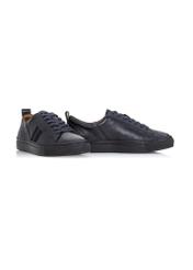 Navy blue men's leather shoes BUTYM-0430A-7E(W26), diagonal product view on white background.