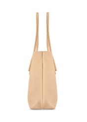 Beige women's shopper bag TOREC-0938-1A(W26), side product view on white background.