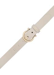 Women's white leather belt PASDS-0274-0B(W26), product view from above on a white background.