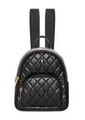 Black quilted women's backpack TOREC-1314-99(Z26), front view on a white background.