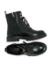 Black leather women's ankle boots BUTYD-1015A-99(Z25) - top view of the product on a white background.