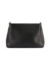 Women's black leather messenger bag TORES-1214-9I(W26), product view from the back on a white background.
