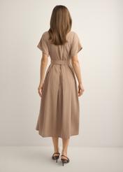 Modal midi shirt dress SUKDT-0283-1D(W26), back view of the product on the model. Full body visible.