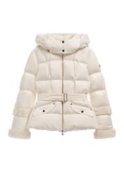 Light beige women's winter jacket KURDT-0705-1A(Z26) - front product view, on white background.