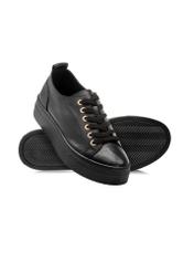 Black leather women's sneakers BUTYD-1062-98(W25)-05