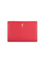 Red leather women's wallet PORES-0980R-4B(W26), front product view on white background.