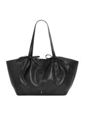 Black shopper bag with bows TOREC-1378-99(Z26), front product view on white background.