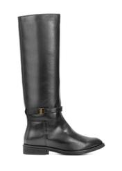 Black leather women's boots BUTYD-1204-99(Z25), side view of the product on a white background.