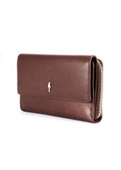 Medium brown women's wallet PORES-0965-89(Z25), diagonal product view on white background.