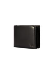 Black leather women's wallet PORES-0976-99(Z25), diagonal product view on white background.
