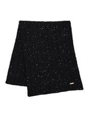 Black women's scarf with sequins SZADT-0220-99(Z26), front product view on white background.