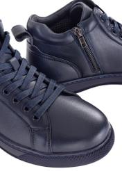 Navy blue leather men's sneakers BUTYM-0466-69(Z24) pic. 7