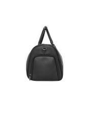 Black leather travel bag TORMS-0535-9I(Z26), product view from the side on a white background.