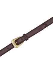 Brown leather women's belt PASDS-0348-1H(Z26), product view from above on white background.