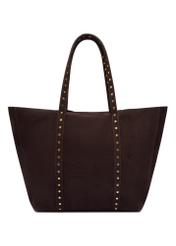Brown suede women's handbag with studs TORES-1382-1I(Z26), front product view on white background.