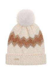 Beige women's cap with pompom CZADT-0086A-81(Z23)-02