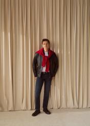 Men's black leather jacket KURMS-0363-99(W26)