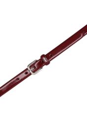 Dark red leather women's belt PASDS-0300-4C(Z26), product view from above on white background.
