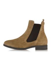 Women's suede ankle boots in dark beige BUTYD-1009-82(Z24)-05