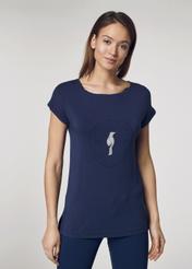 Women's elongated navy blue T-shirt TSHDT-0067-69(W21)-01